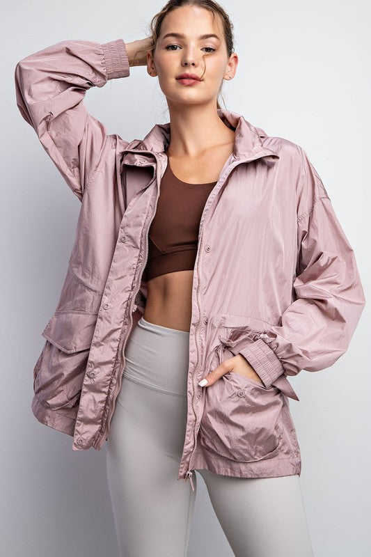 On The Go Windbreaker Jacket in Mauve