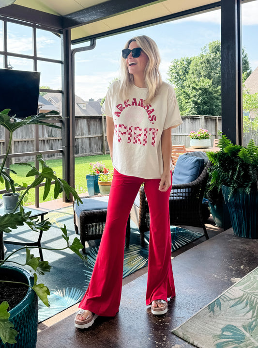 The BEST Flared Leggings in Red