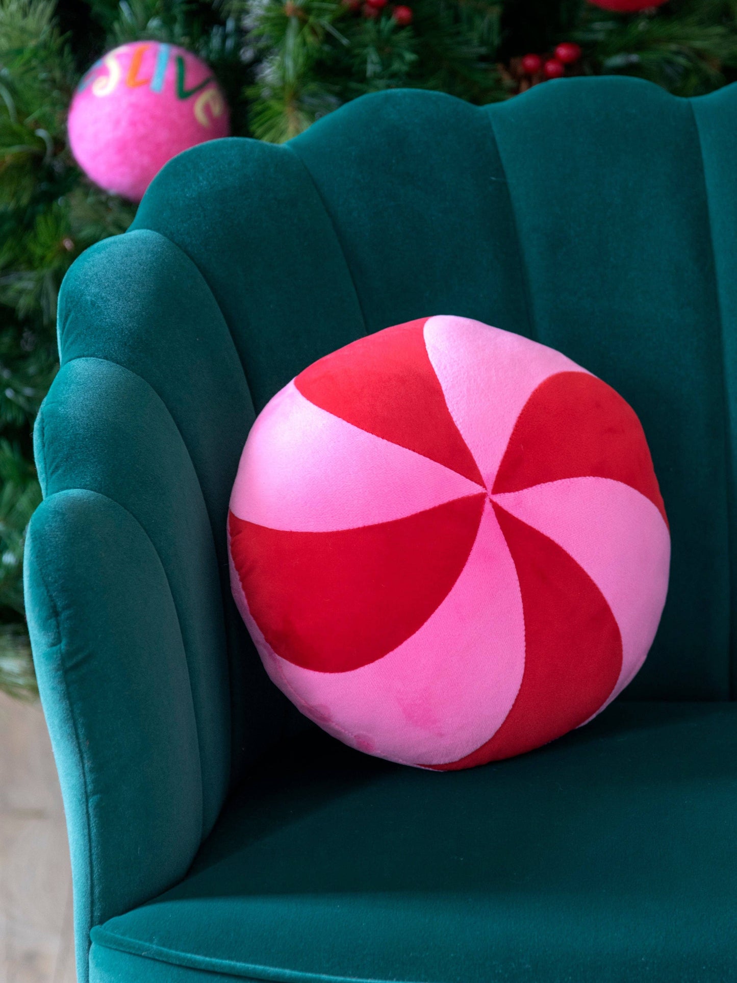 PEPPERMINT CANDY PILLOW, PINK