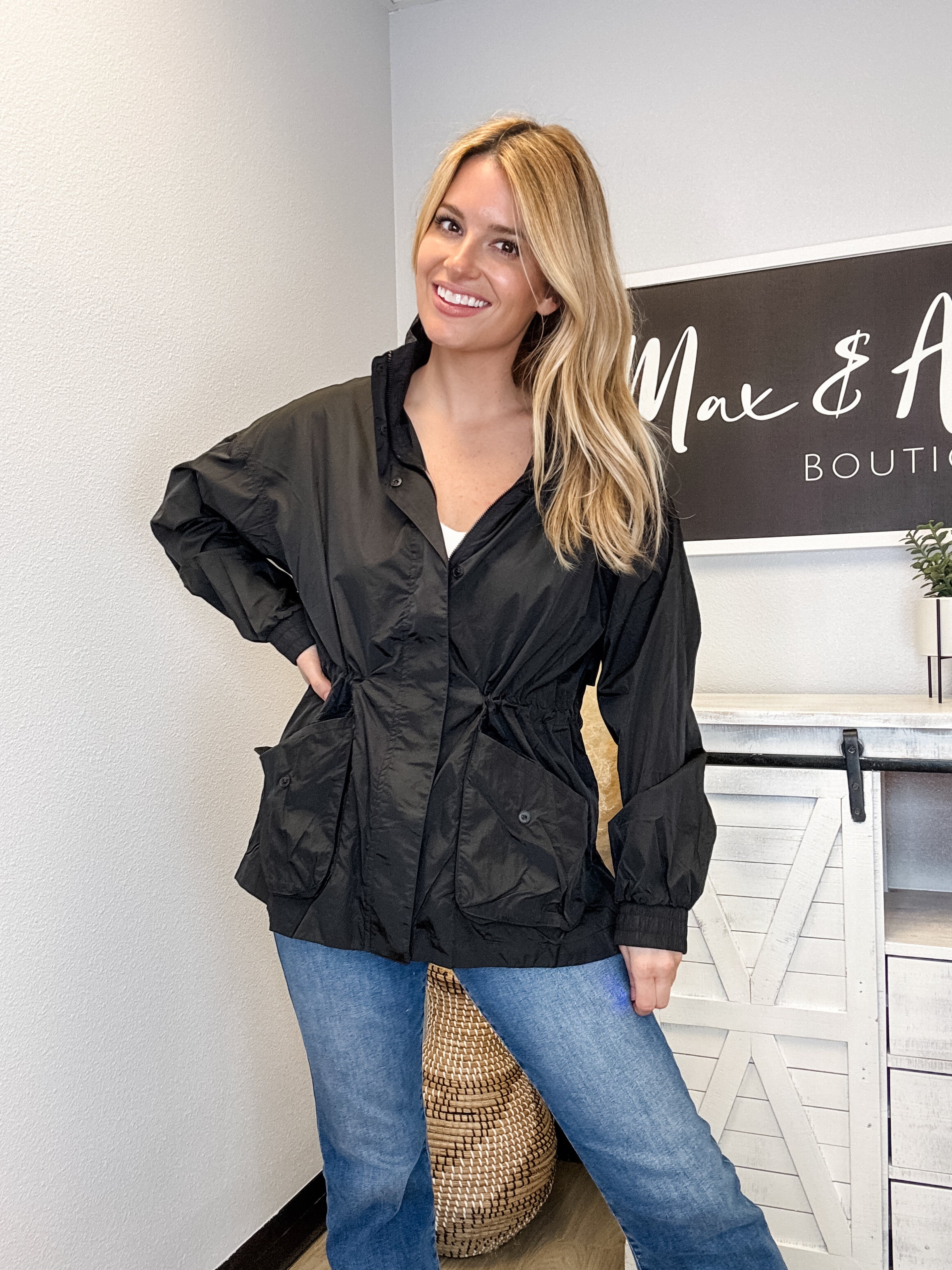 On The Go Windbreaker Jacket in Black – Max & Addy