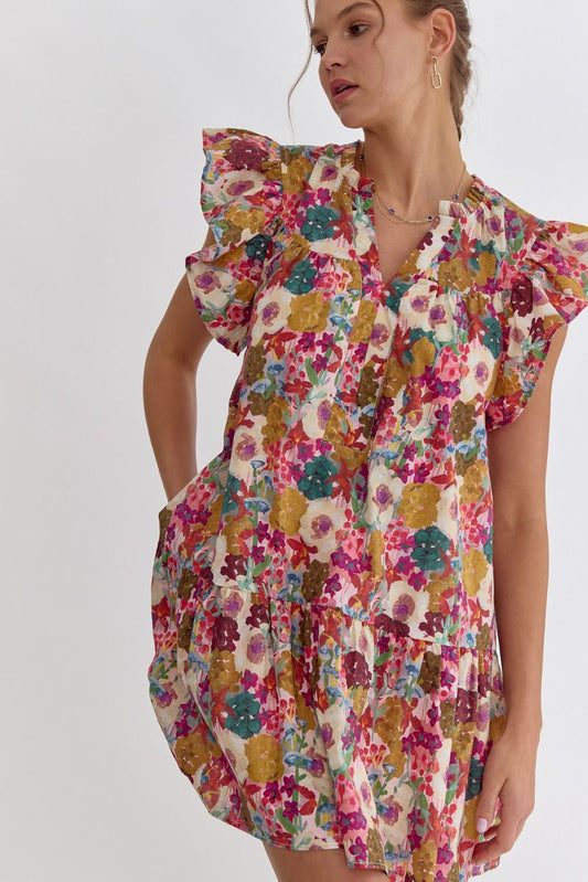 Simply Stunning Floral Dress in Fuchsia