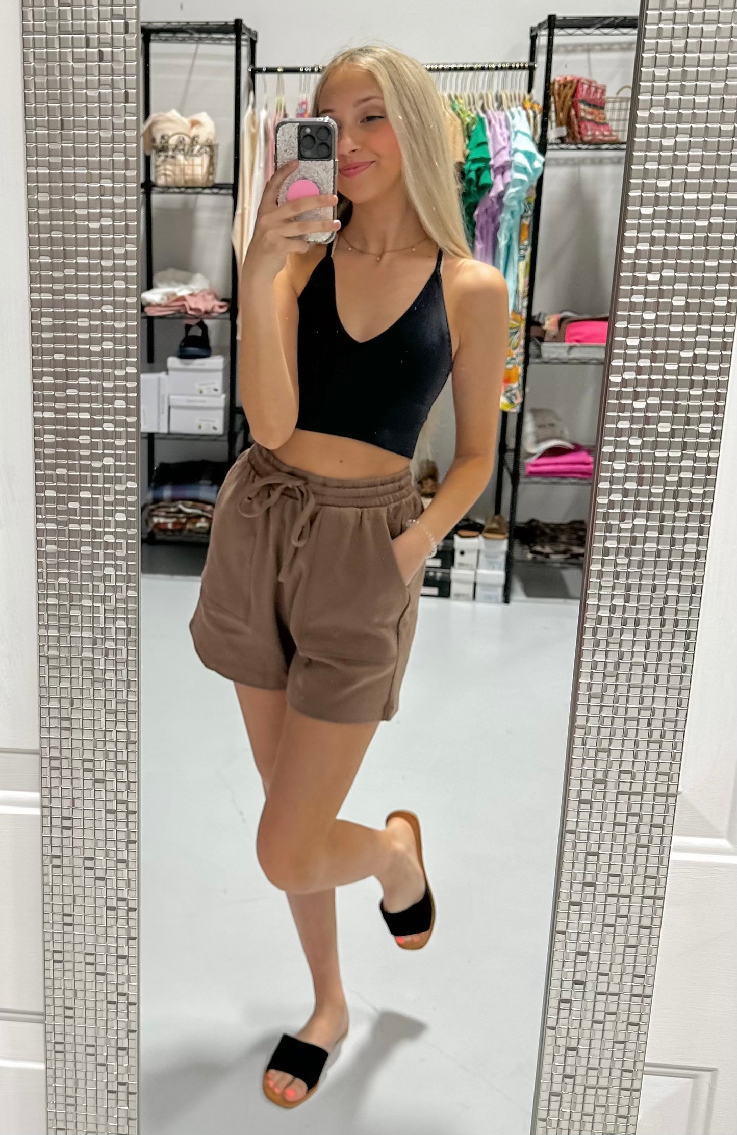 Chillin' All Day Shorts in Mocha