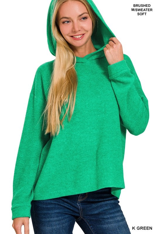 Cozy Brushed Hoodie in Kelly Green