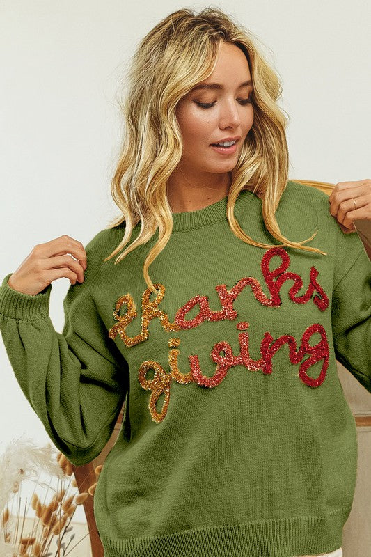 Thanksgiving Sweater in Olive