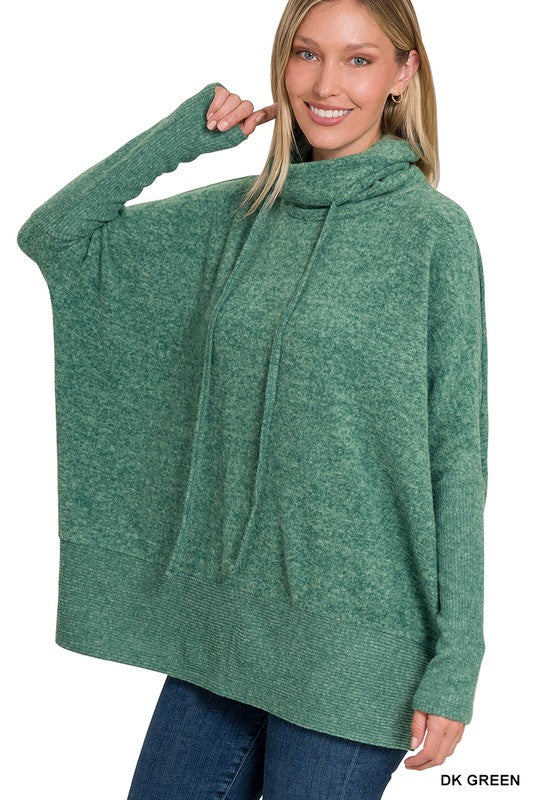Cozy Cowl Neck Tunic in Green
