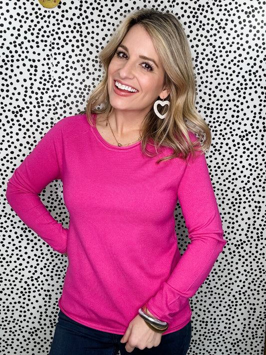 Ultimate Comfort Basic Sweater in Hot Pink