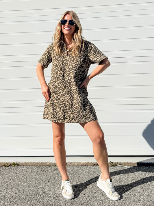 Wild Side Leopard Denim Dress