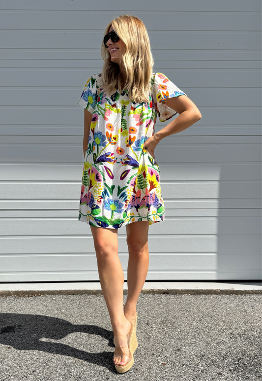 Free Spirit Dress in Green Mix
