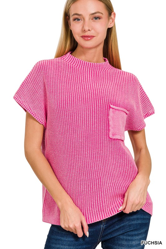 Love Of My Life Short Sleeve Sweater Top in Fuchsia