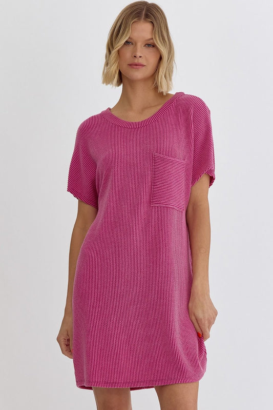 Kick Back Ribbed Dress in Orchid