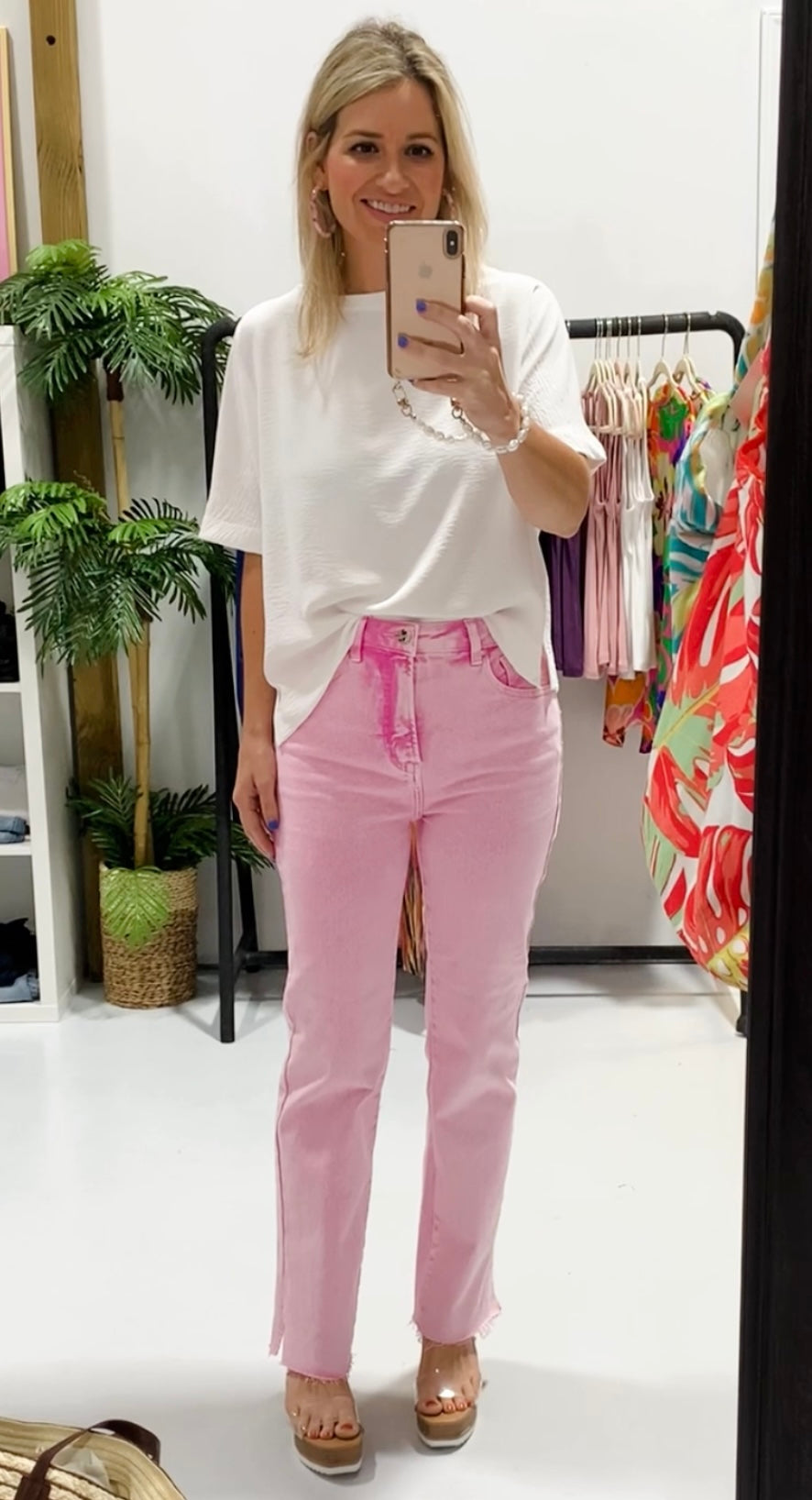 Acid Pink Straight Leg Jeans