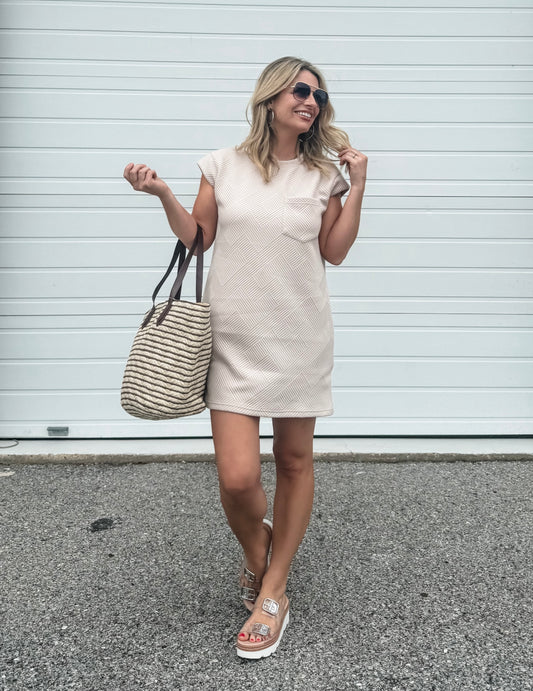 Melissa Textured Dress in Taupe