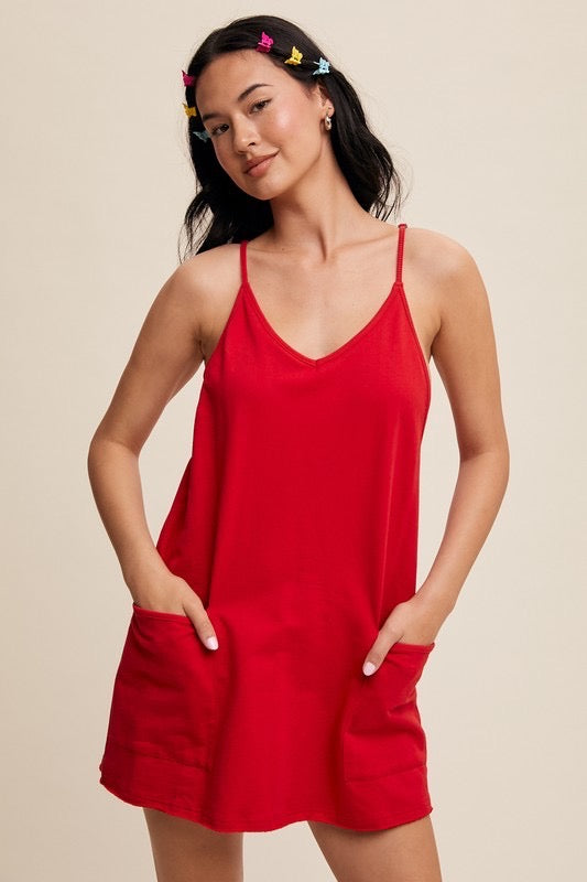 Movin’ & Groovin’ Romper Dress in Red