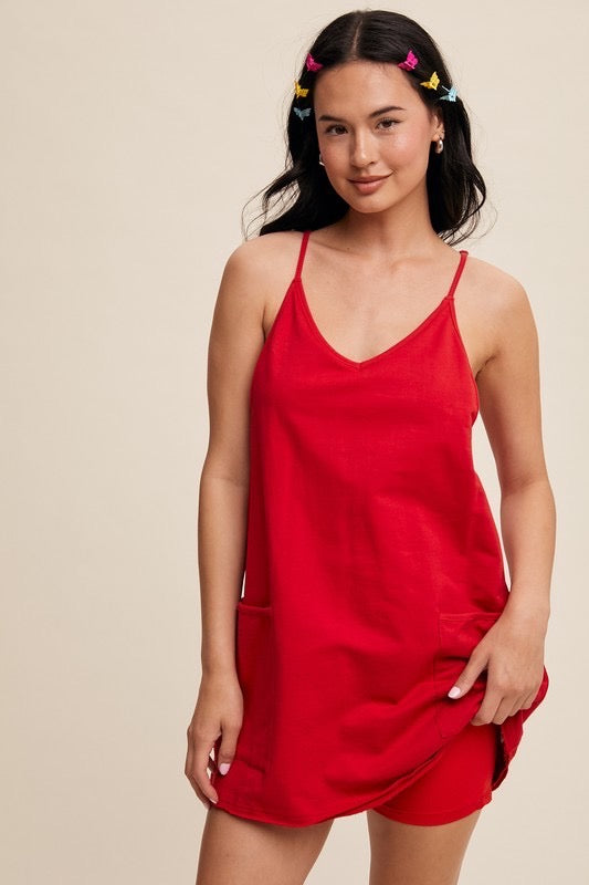 Movin’ & Groovin’ Romper Dress in Red