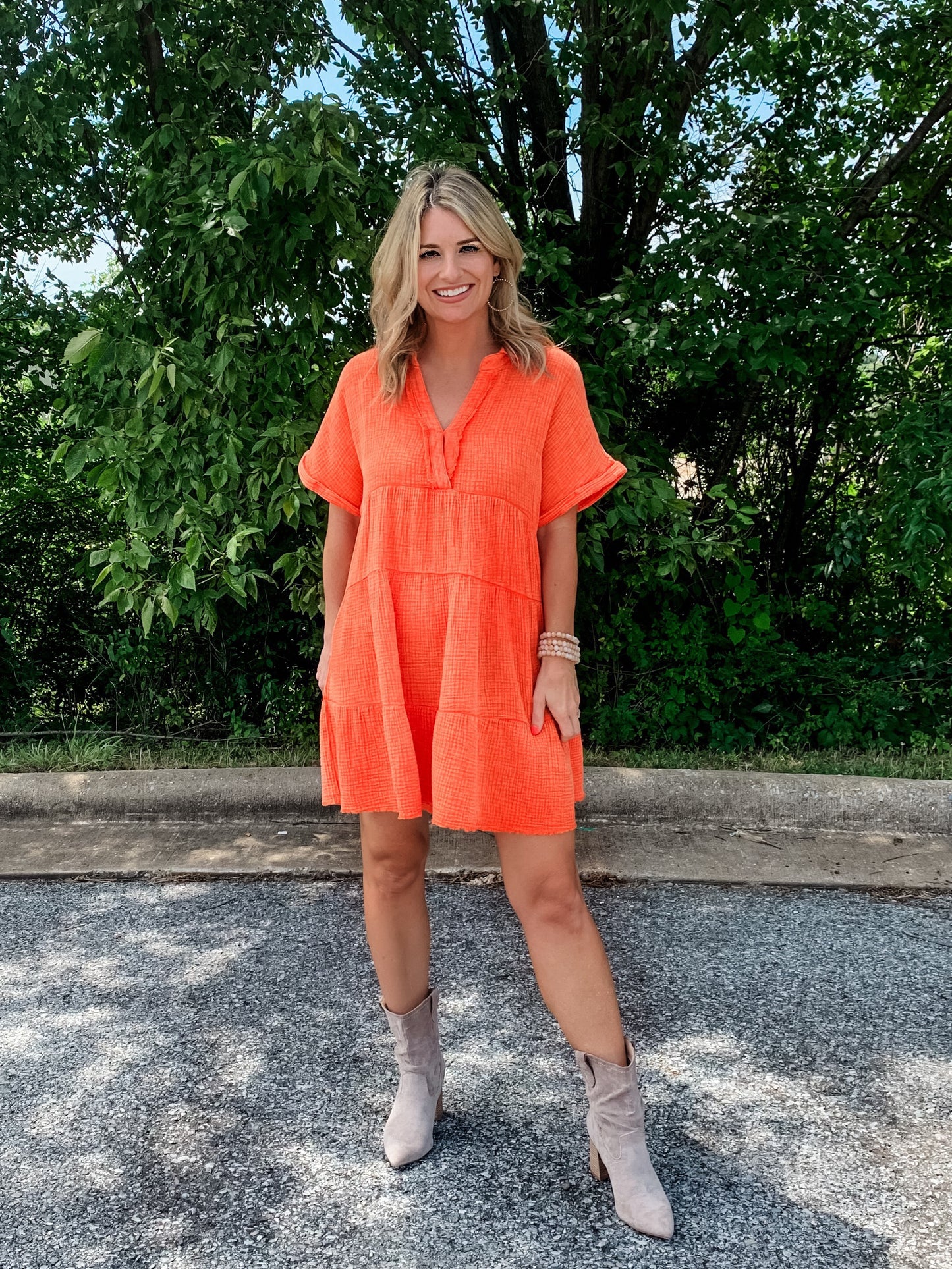 Ready For The Sun Babydoll Dress in Tangerine