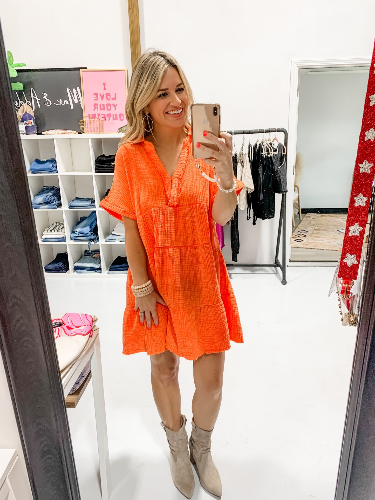Ready For The Sun Babydoll Dress in Tangerine