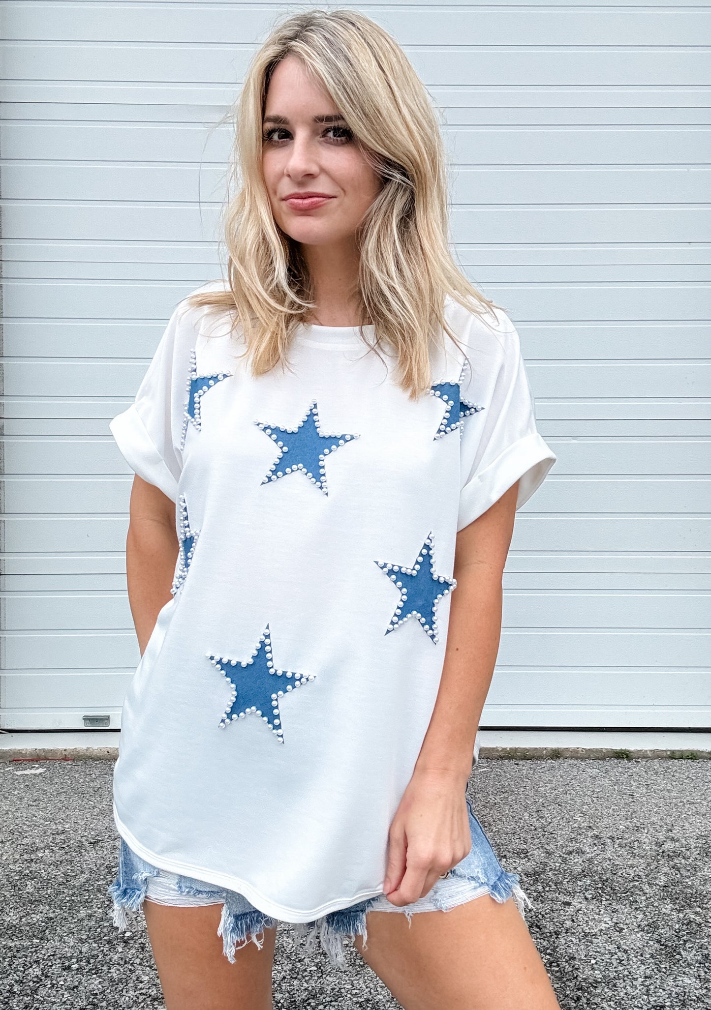 Pearl Star Top in White