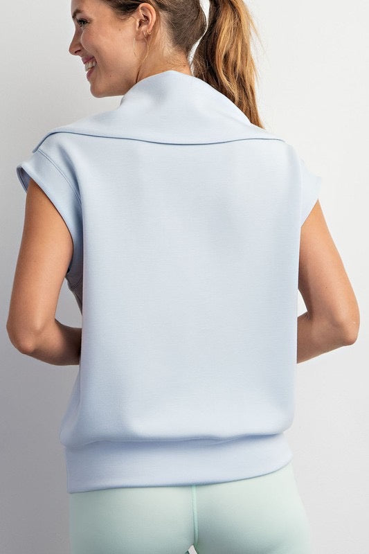 Scuba Sleeveless Quarter Zip in Soft Blue