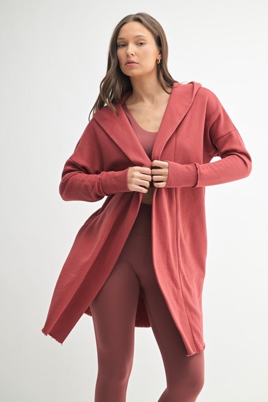 Elevate Your Look Longline Cardigan in Red Pear