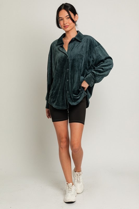 Oh So Soft Button Up in Dark Green