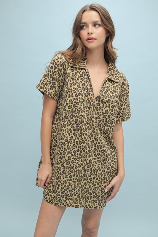 Wild Side Leopard Denim Dress