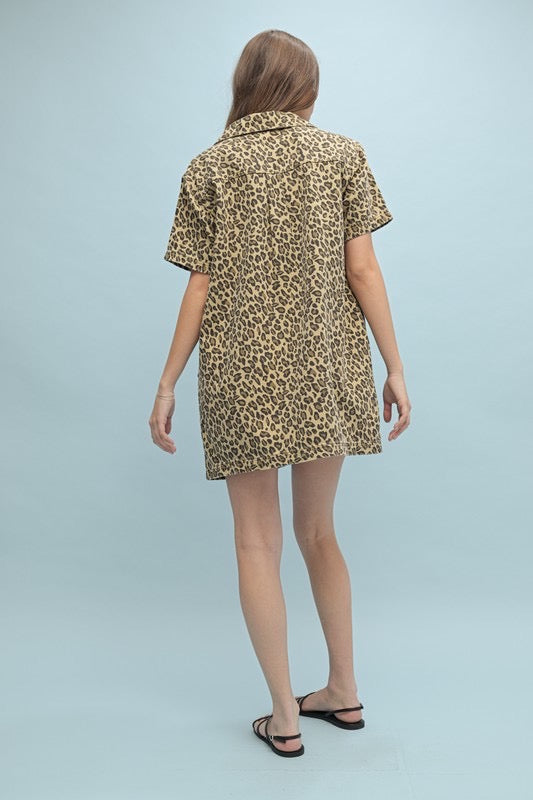 Wild Side Leopard Denim Dress