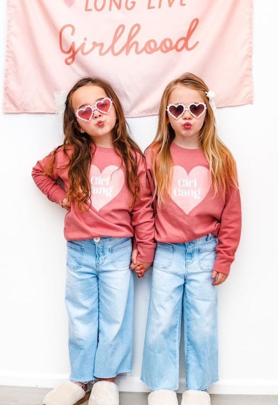 Kids Heart Scalloped Sunglasses in Pink