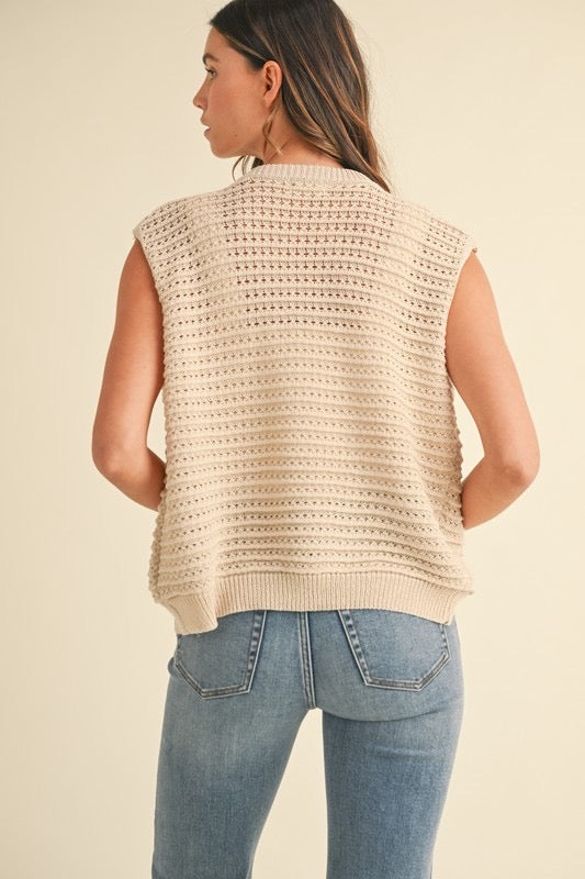In The Moment Sweater Vest Top in Oatmeal