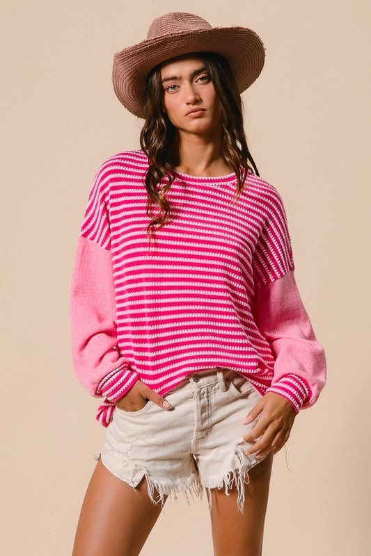 All About Stripes Top in Pink