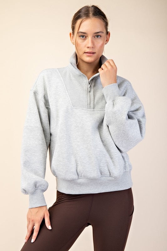 Love Is Blind Quarter Zip Sweatshirt in H Grey