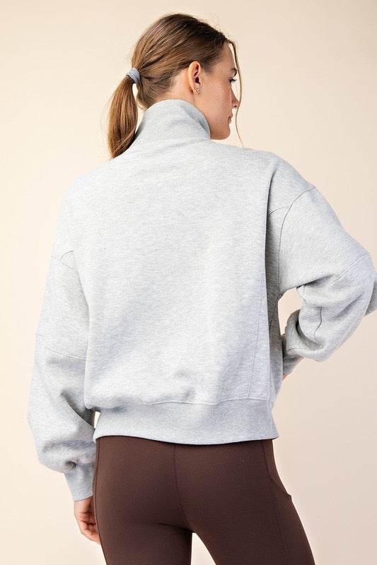 Love Is Blind Quarter Zip Sweatshirt in H Grey