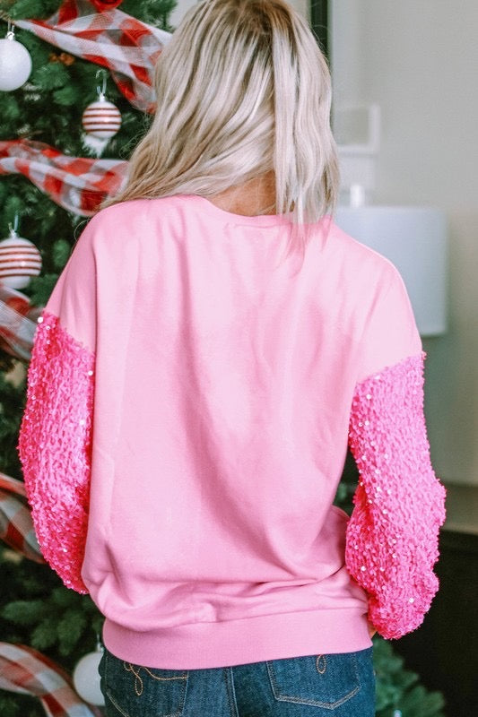 Sequin Nutcracker Holiday Top in Pink