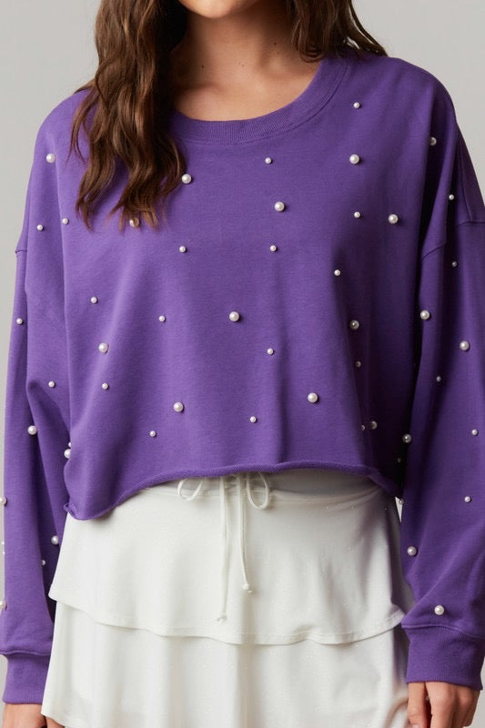 Polished in Pearls Sweatshirt in Purple