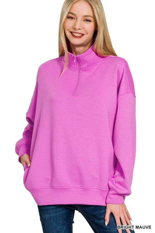 The Cozy Club Zip-Up in Bright Mauve