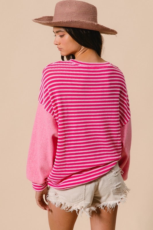 All About Stripes Top in Pink