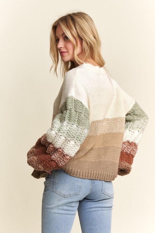 Love Shack Colorblock Sweater in Coffee