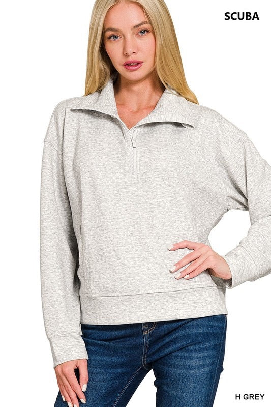 The Could Nine Quarter Zip in Heather Grey