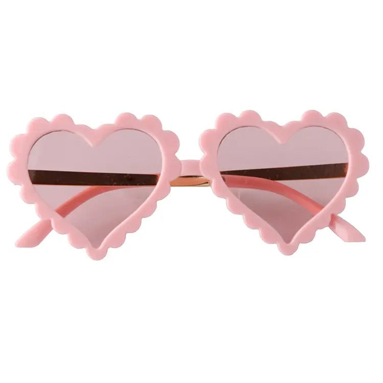 Kids Heart Scalloped Sunglasses in Pink