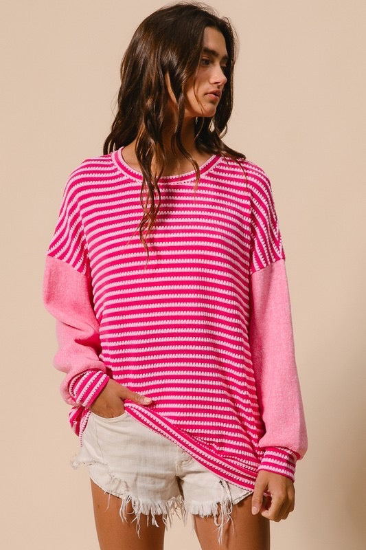 All About Stripes Top in Pink