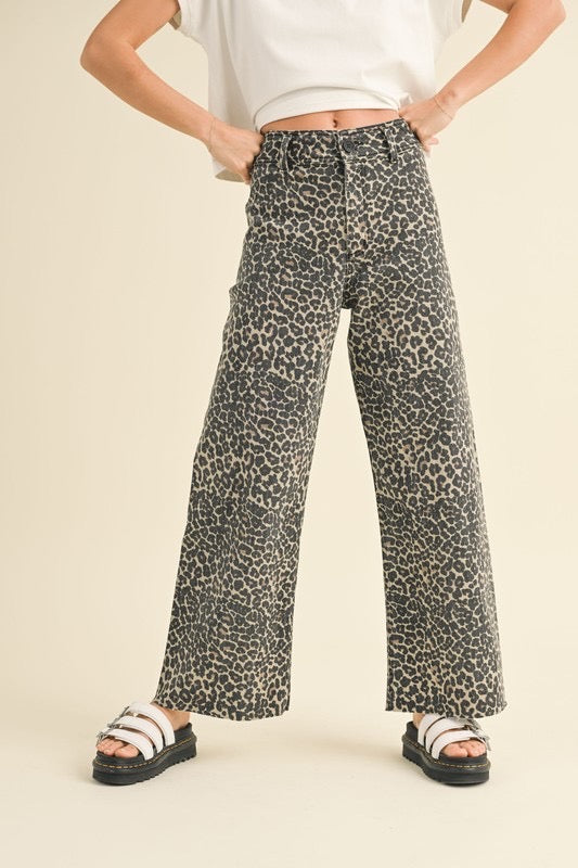 Leopard Wide Leg Jeans