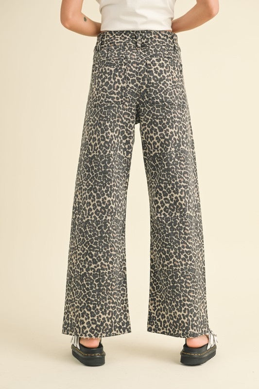 Leopard Wide Leg Jeans