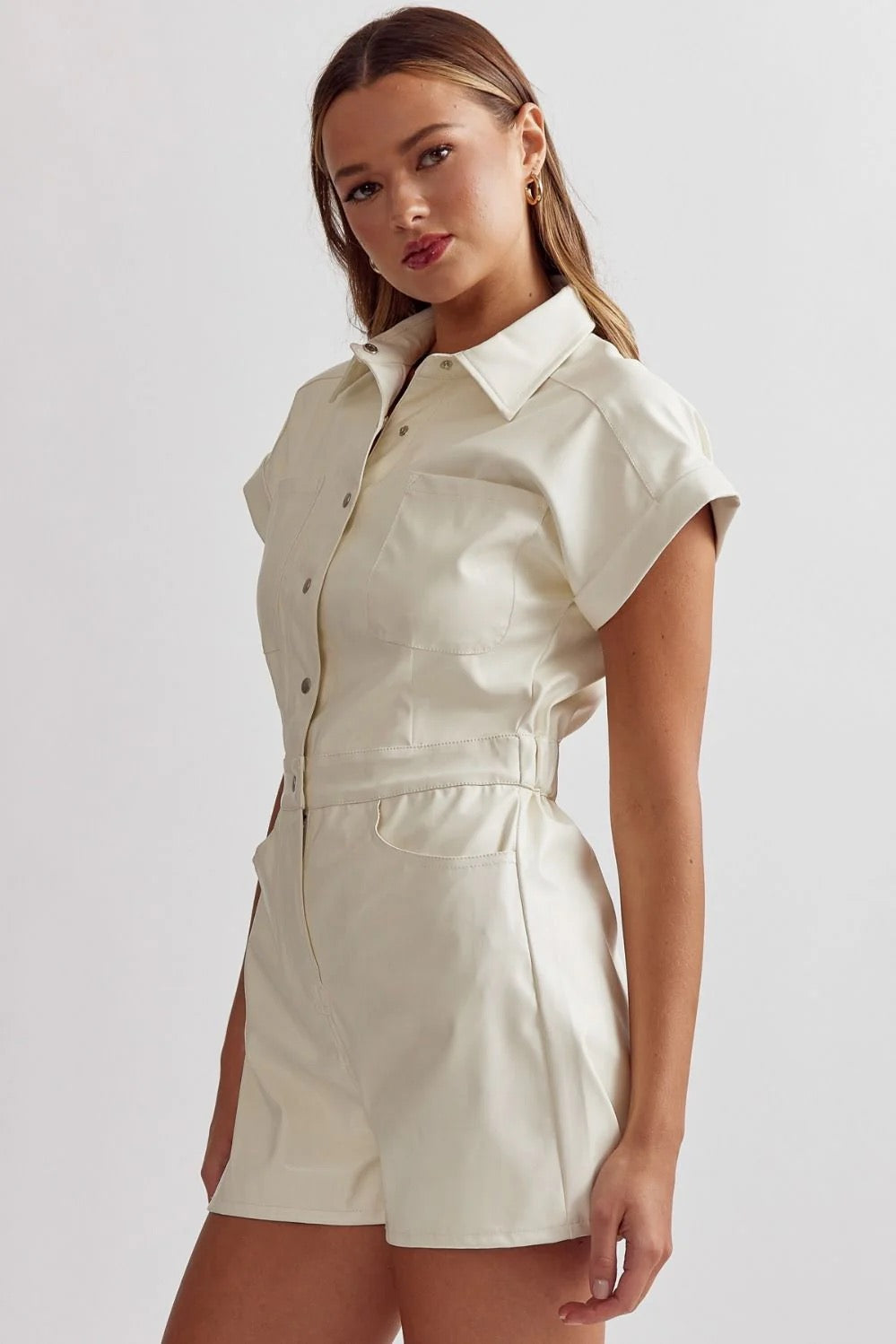 The Power Play Romper in Ivory