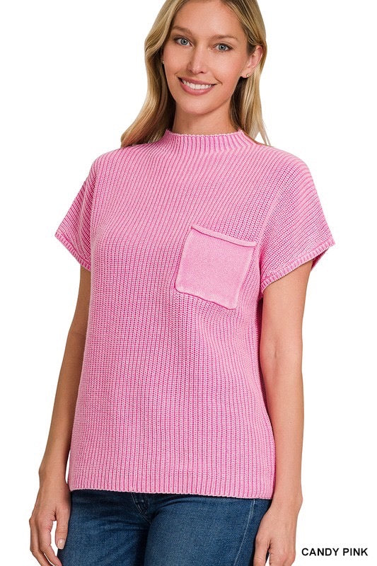 Love Of My Life Short Sleeve Sweater Top in Candy Pink