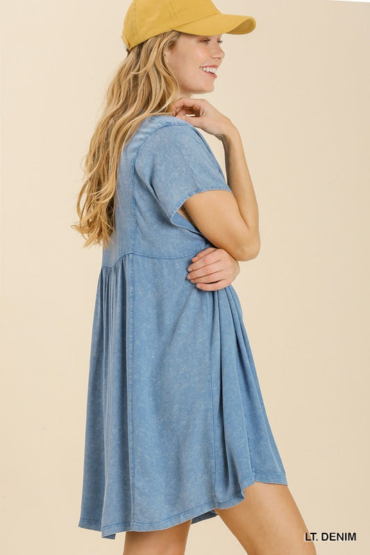 Timeless Mineral Wash Dress in Denim