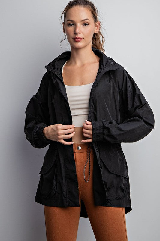 On The Go Windbreaker Jacket in Black