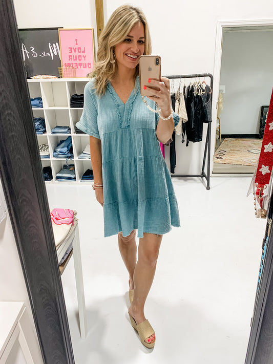Ready For The Sun Babydoll Dress in Lt Blue