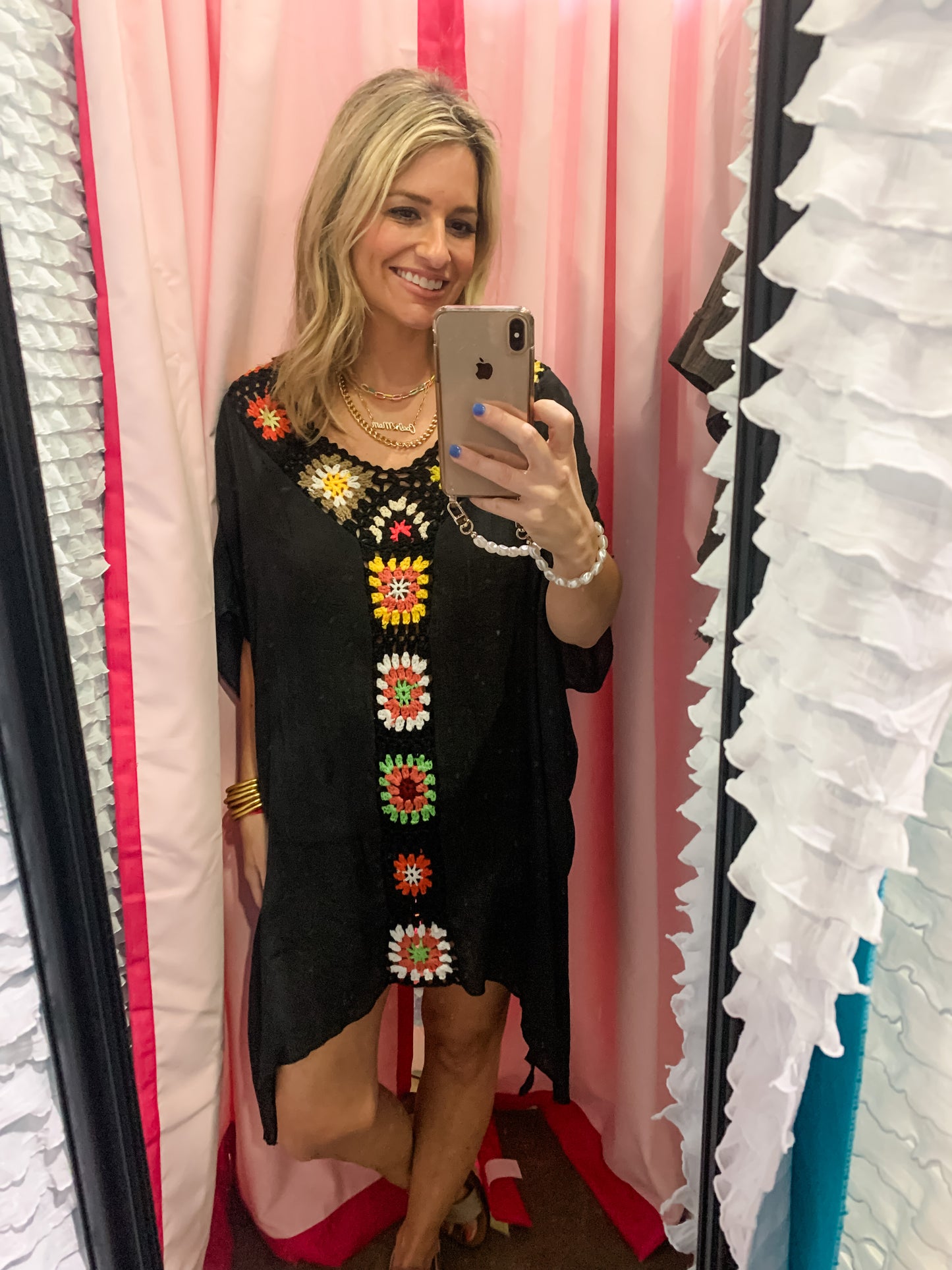 Colorful Crochet Coverup in Black!