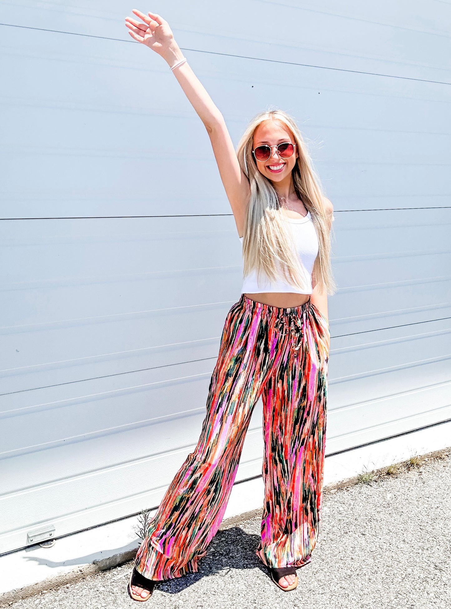Party Vibes Wide Leg Pants in Pink Multi