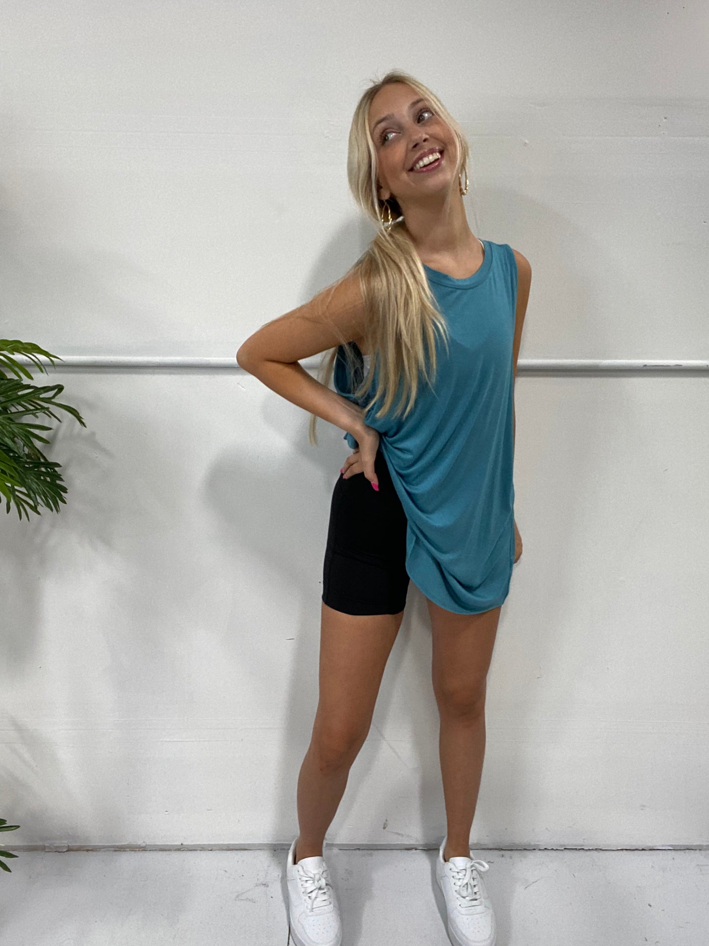 Luxe Basic Tank in Dusty Teal