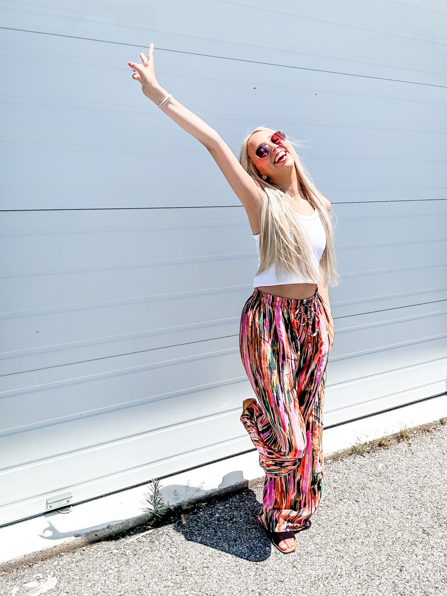 Party Vibes Wide Leg Pants in Pink Multi